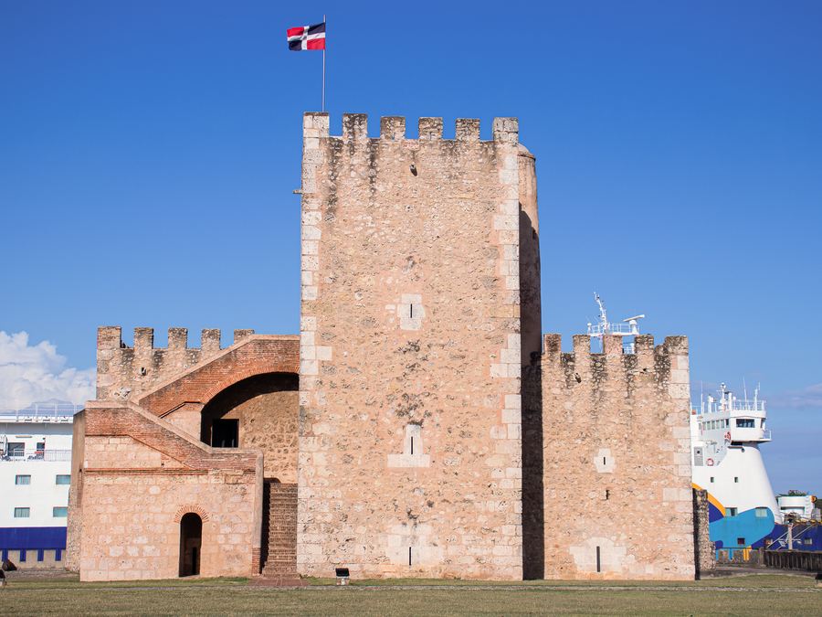 The stone walls of Fortaleza Ozama in the Colonial Zone of Santo Domingo