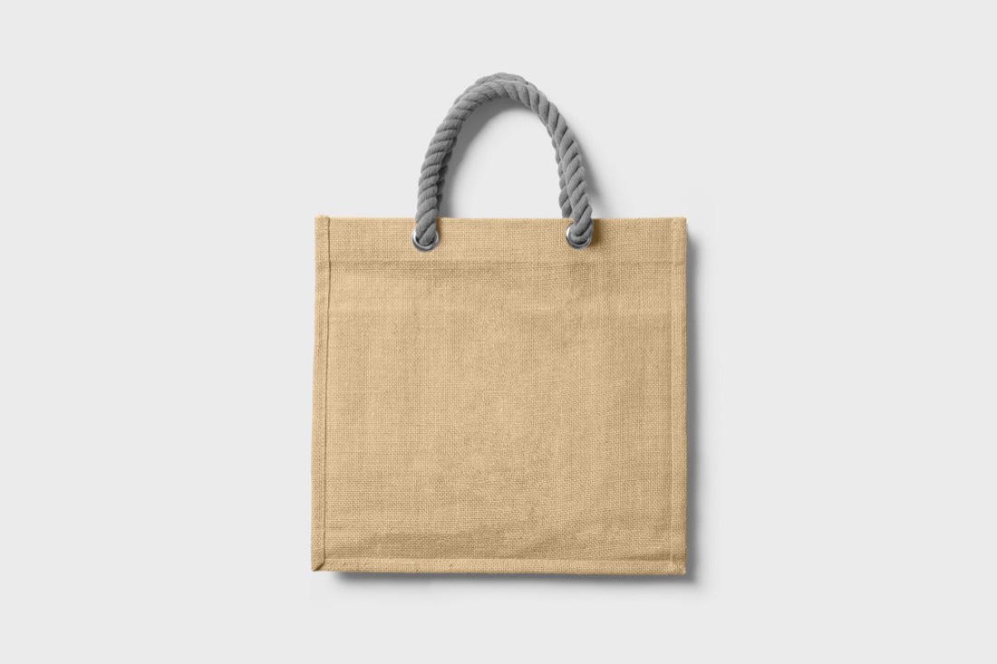 Bolso de yute con asas de cuerda